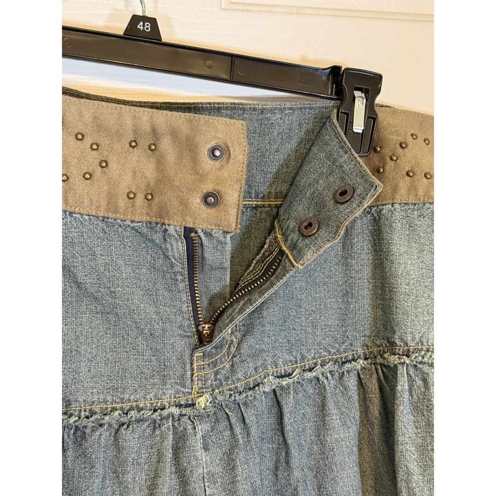Vtg Denim Skirt 24 Boho 90s Western Festival Hippie Modest Y2K Modest Cowgirl - Picture 4 of 8